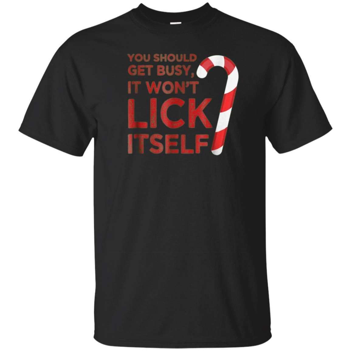 Buy Lick Itself Candy Cane T-Shirt Funny Christmas Shirt For Men