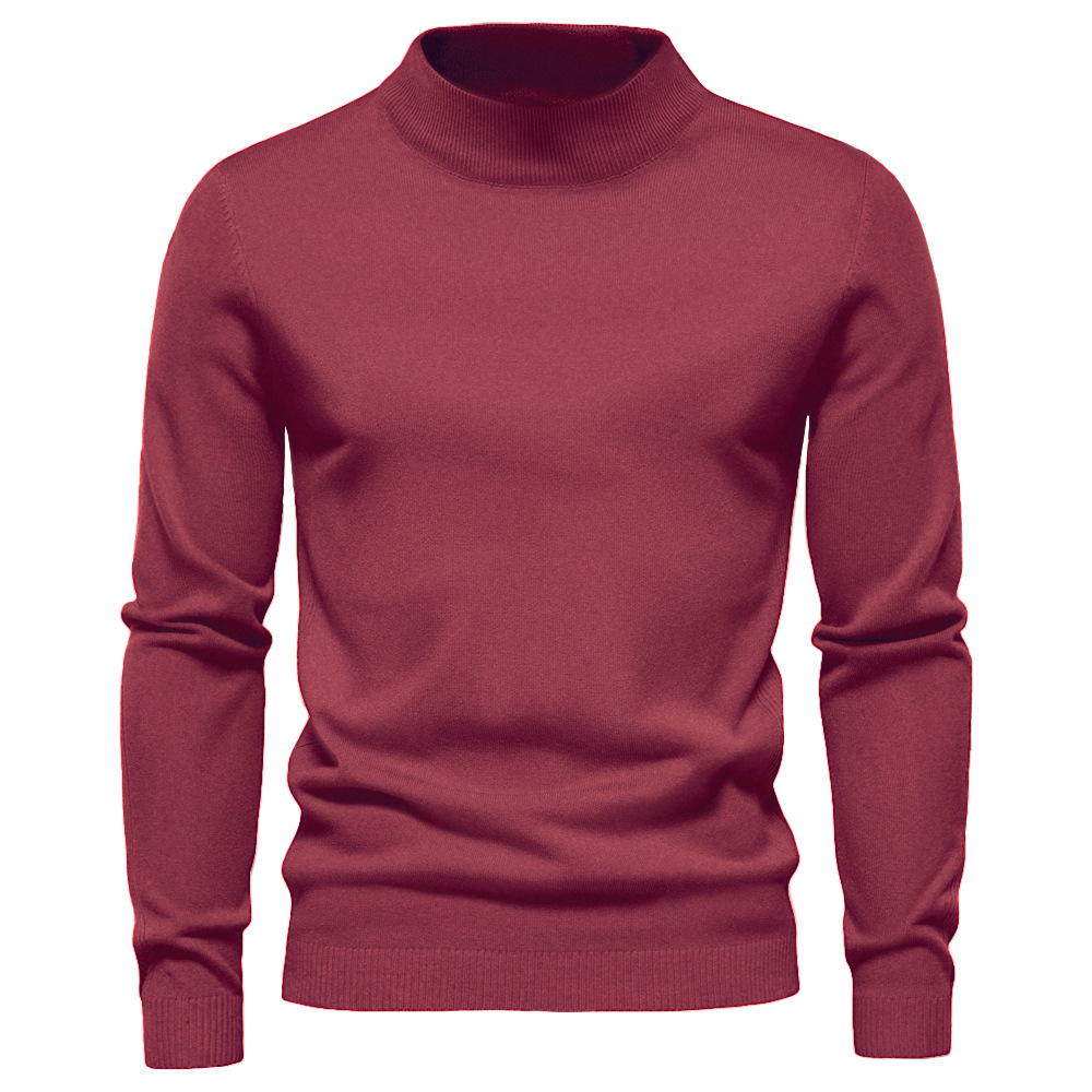 Autumn Winter New Men’s Mock Neck Sweaters Casual Solid Color Warm Knitted Pullovers Men High Quality Pullover Sweater For Men alx