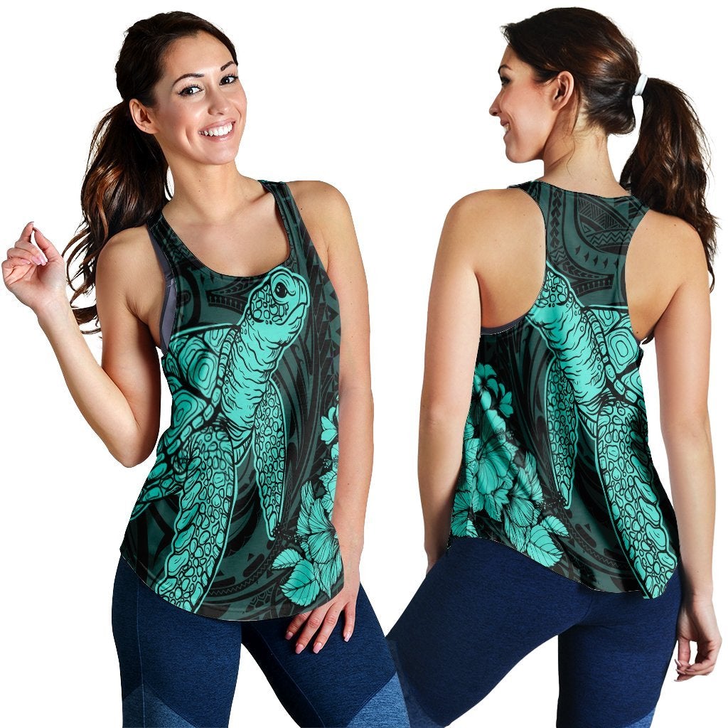 Hawaii Hibiscus Memory Turtle Polynesian Racerback Tank Turquoise Ha16152