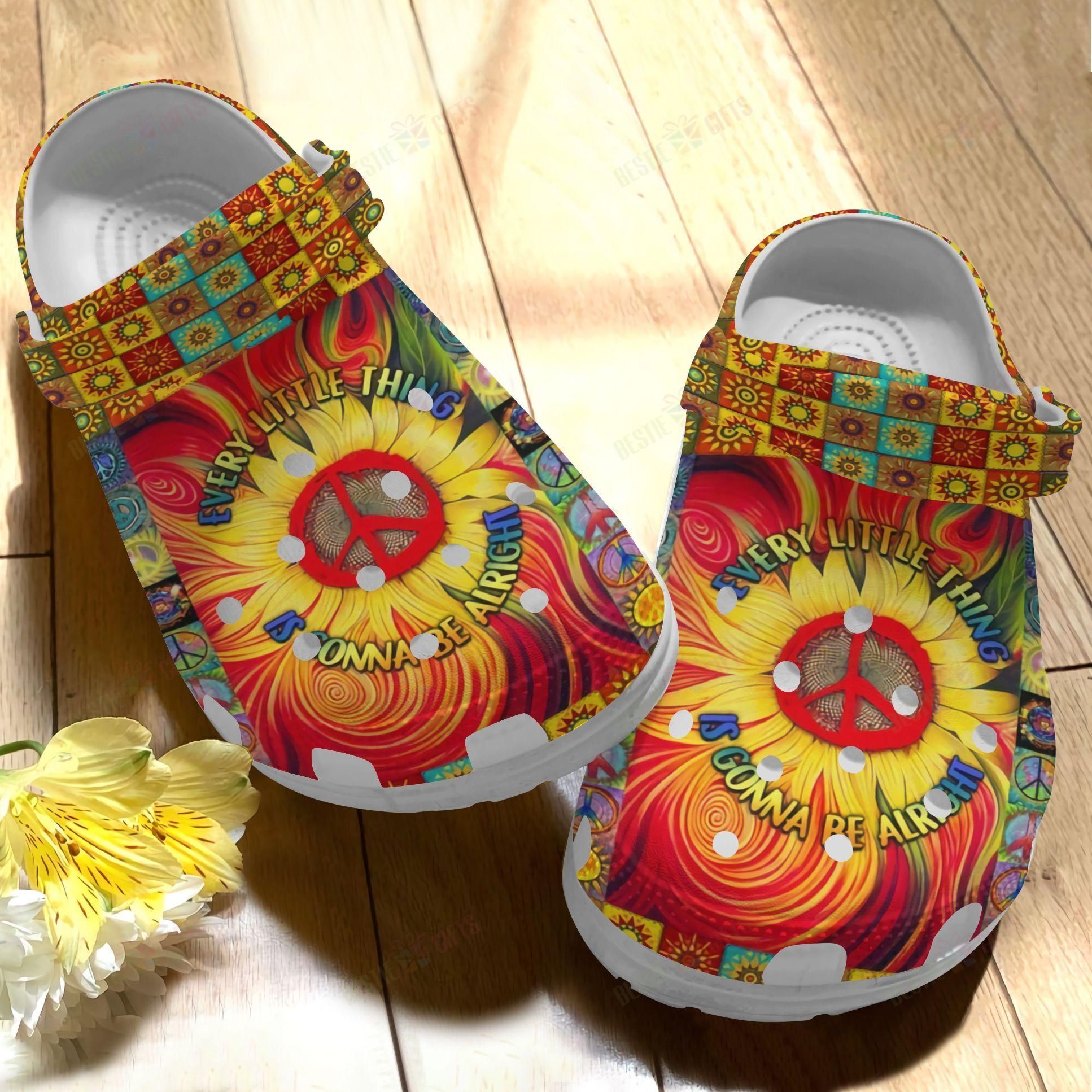 Hippie Crocs Classic Clog Whitesole Hippie Quote Shoes – Justbeperfect Shop