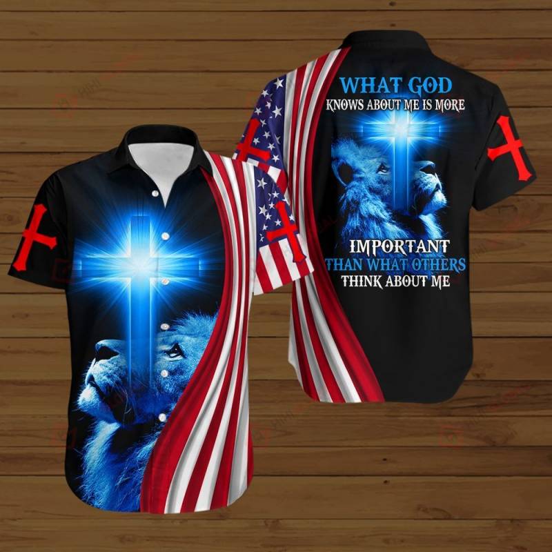 What God knows about me is more important than what others think about me American Flag blue lion ALL OVER PRINTED SHIRTS DH080602