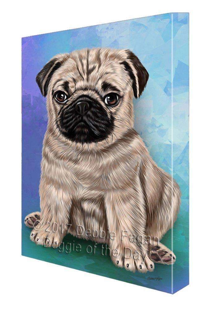 Pugs Puppy Dog Painting Printed On Canvas Wall Art Signed