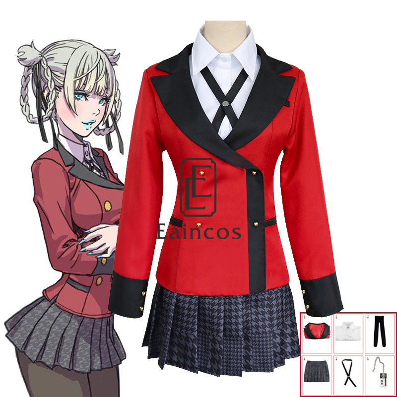 Anime Kakegurui Kirari Momobami Cosplay Halloween Carnival Costume Women Girls School Uniform Suits Wig alx