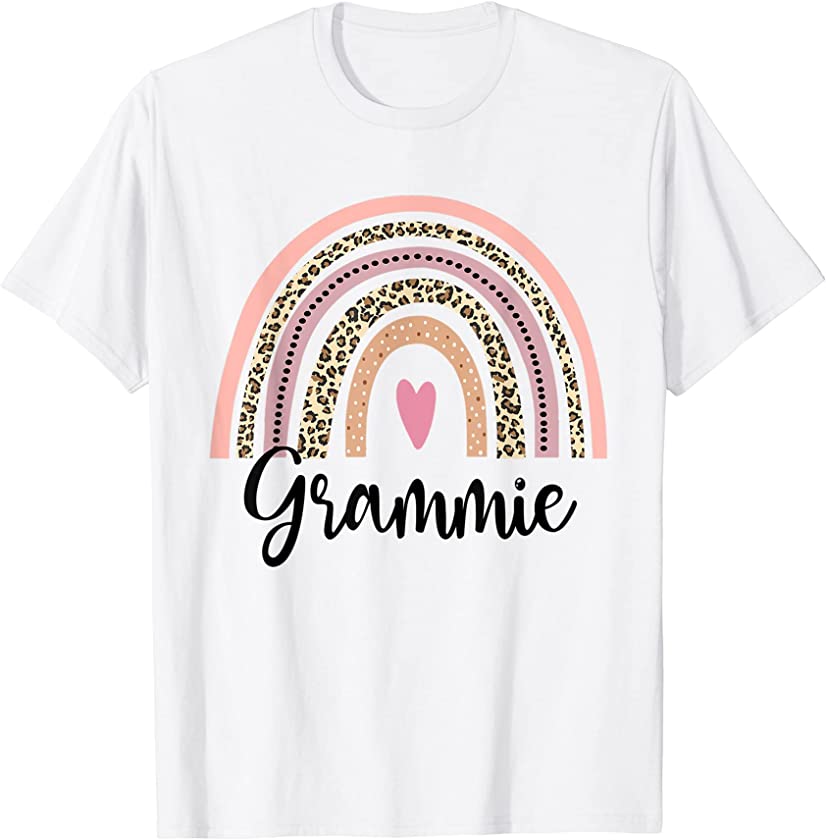 Womens Grammie Leopard Rainbow Mothers Day T-Shirt