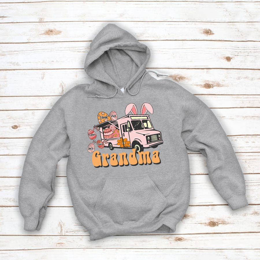 Chillever Personalized Grandma Bunny Truck Easter Day Hoodie