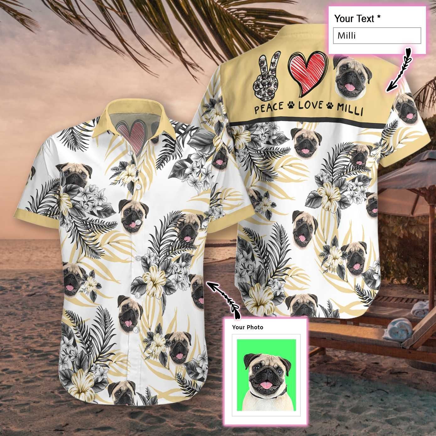 Personalized Peace Love Dog 2411 Custom Hawaii Shirt Ha29562