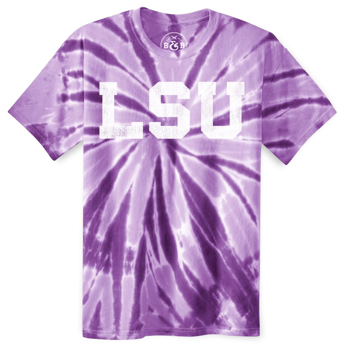 B&B Dry Goods Lsu Tigers Athletic Block Heavyweight Tie-Dye Youth T-Shirt – Purple Spiral