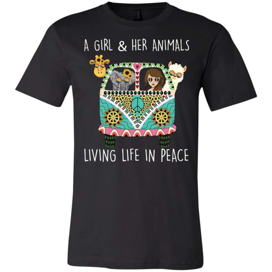 AGR A Girl and Her Animals Living in Peace T-Shirt  USA