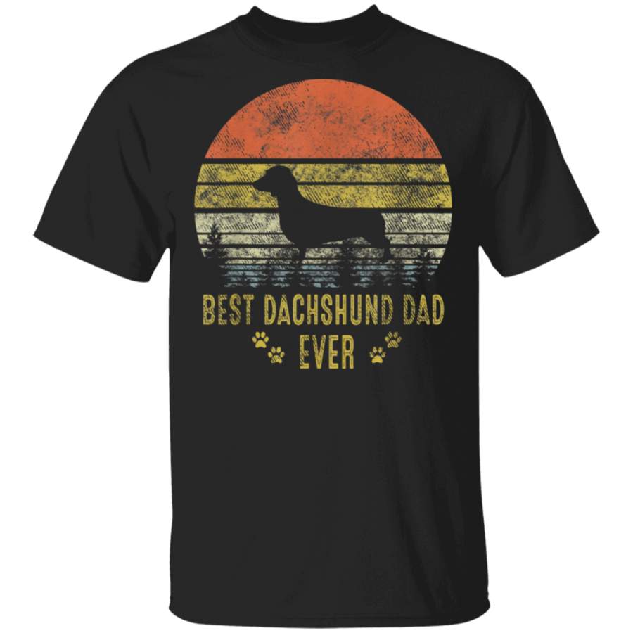 Best Dachshund Dad Ever Retro Vintage Gift Fathers Day TShirt