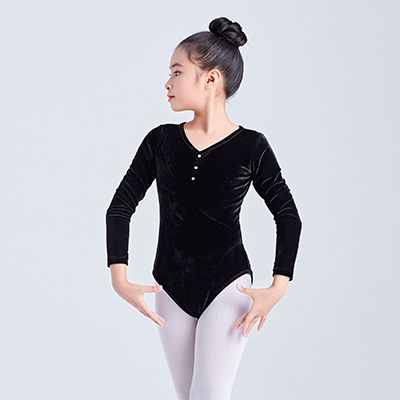 Ballet Leotard Kids Long Sleeve Dance Leotard Autumn Winter Velvet Ballet Costume Ballerina Black Dance Wear for Girls alx