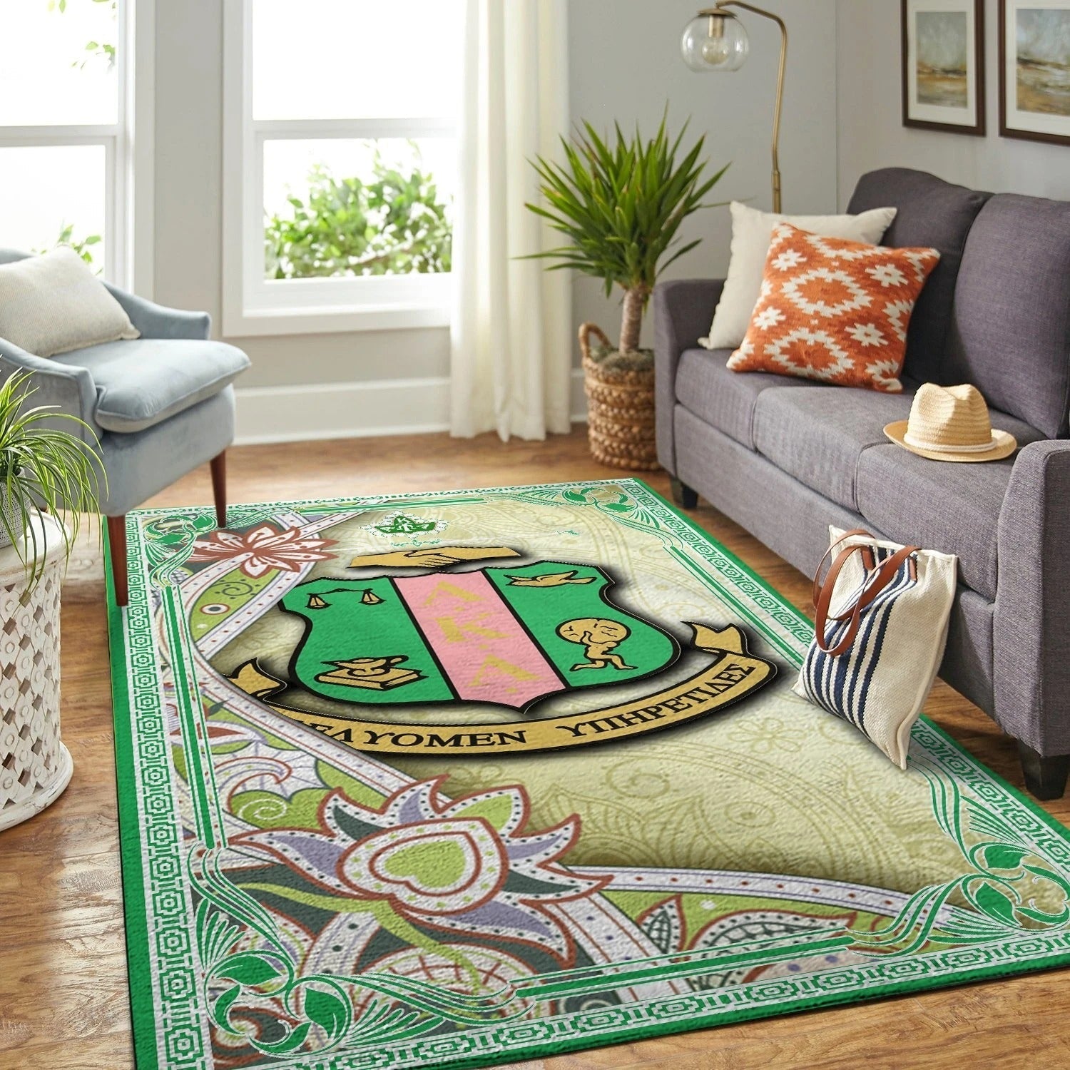 Wonderprint Area Rug Floral Alpha Kappa Alpha Lt10