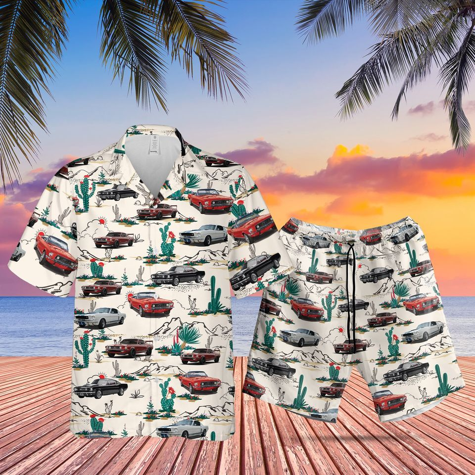 Ford Mustang Hawaiian Shirt Set | Unisex | Hs1102