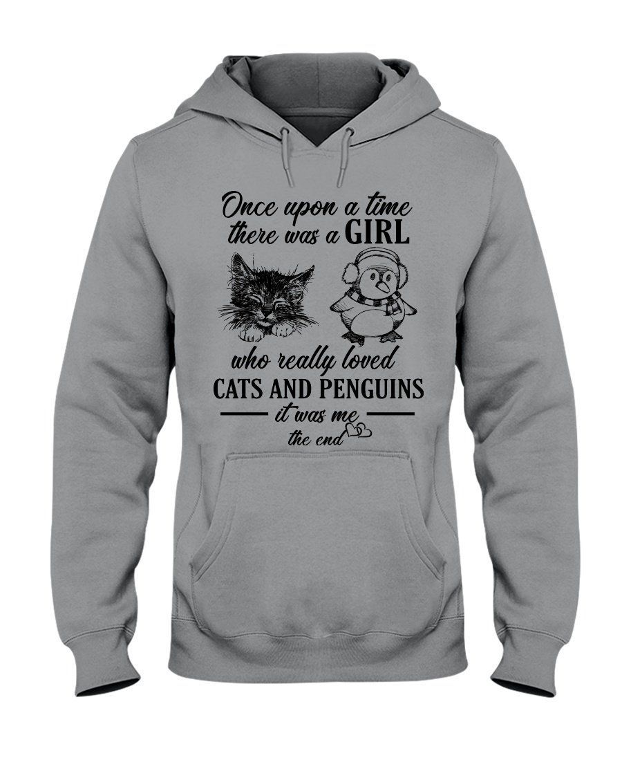 A Girl Loved Cats And Penguins Trending For Animal Lovers Hoodie