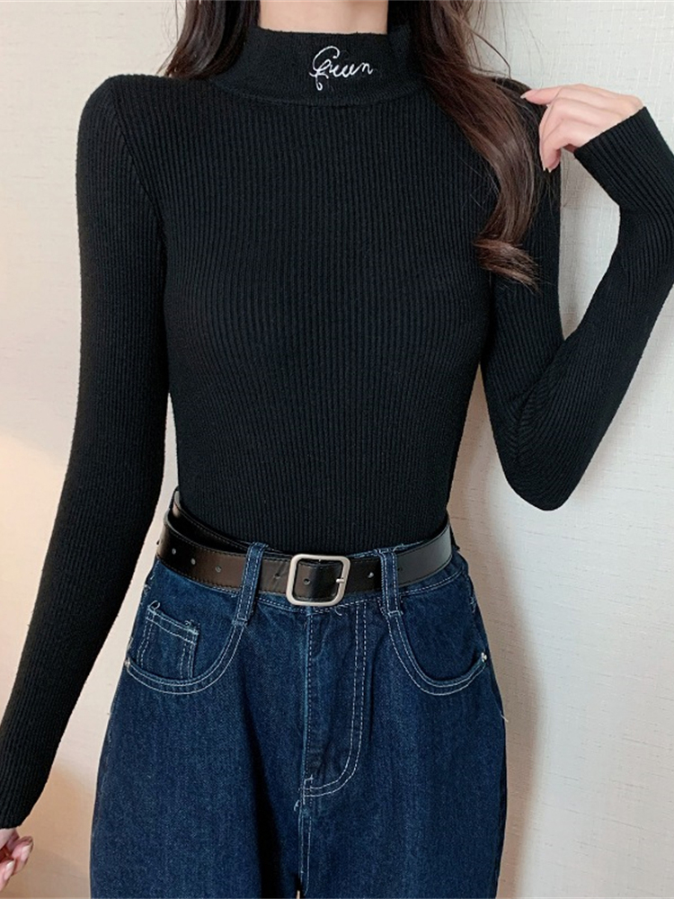 Autumn Winter Long Sleeve Women Turtleneck Sweater Slim Knitt Bottoming Fashion Simple Sweater Pullovers Female Clothing Jumper alx