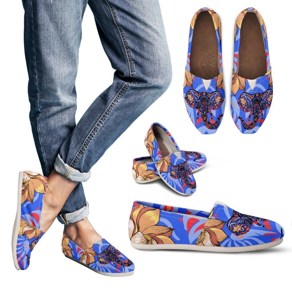 Blue Elephant Indian Mandala Women Casual Shoes