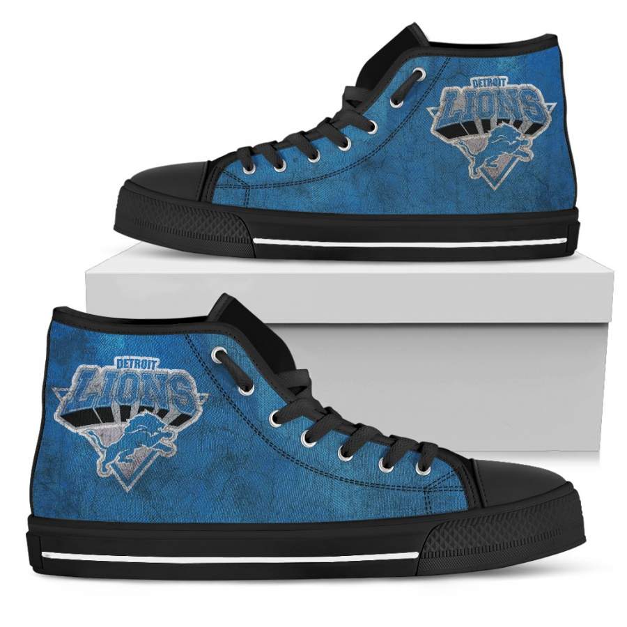 3D Simple Logo Detroit Lions High Top Shoes