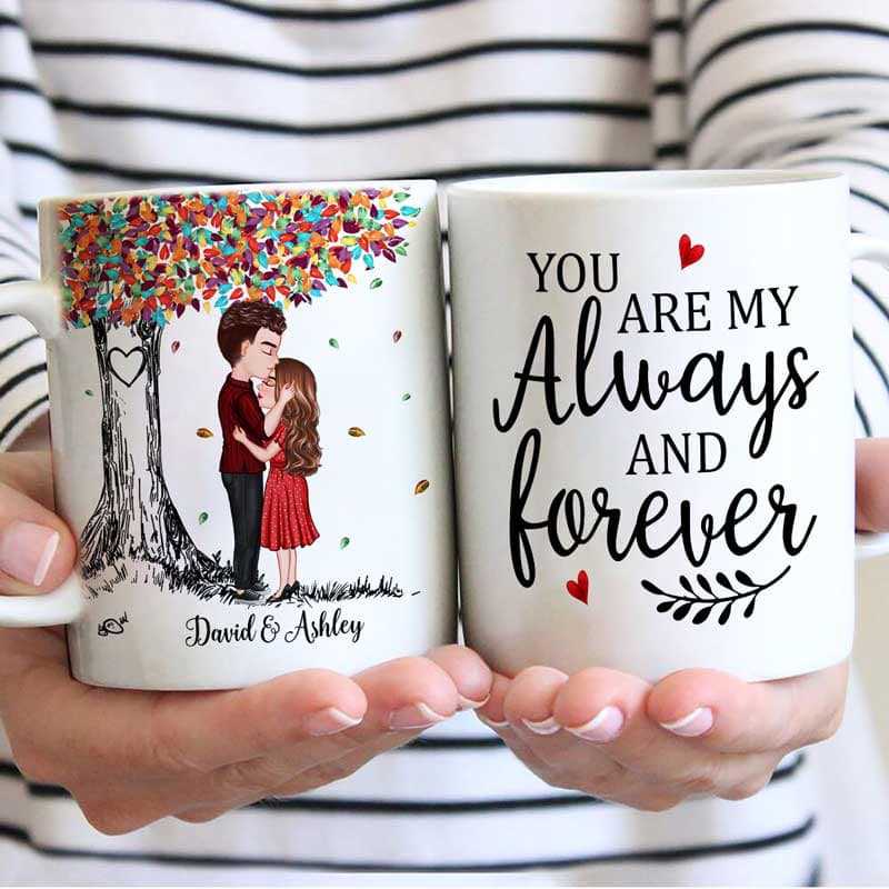 Under Colorful Tree Doll Couple Kissing Valentine‘S Day Gift Personalized Mug