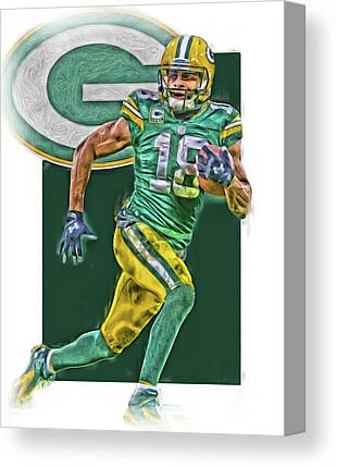 Randall Cobb Green Bay Packers Oil Art Joe Hamilton Canvas Print