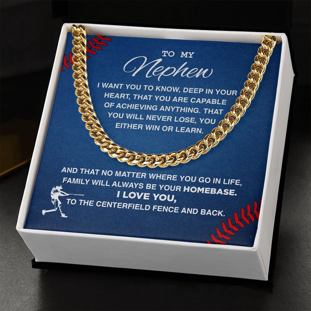 To My Baseball Nephew – Cuban Link Necklace, Cuban Link Chain