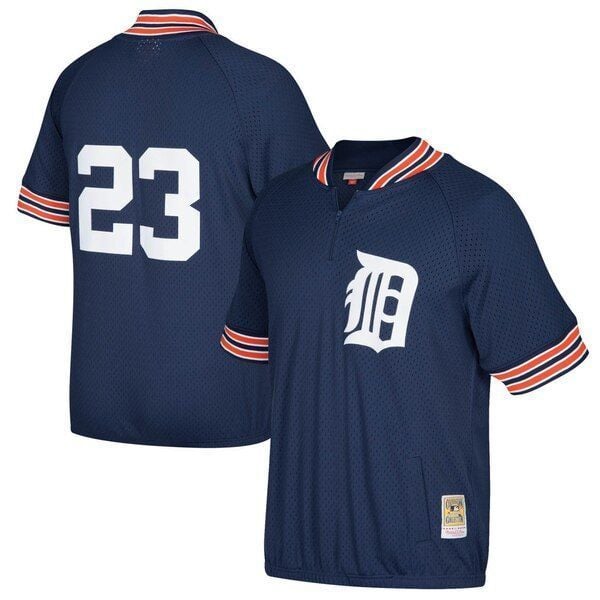 Kirk Gibson Detroit Tigers Cooperstown Collection Mesh Batting Practice Quarter-Zip Jersey Navy 2019