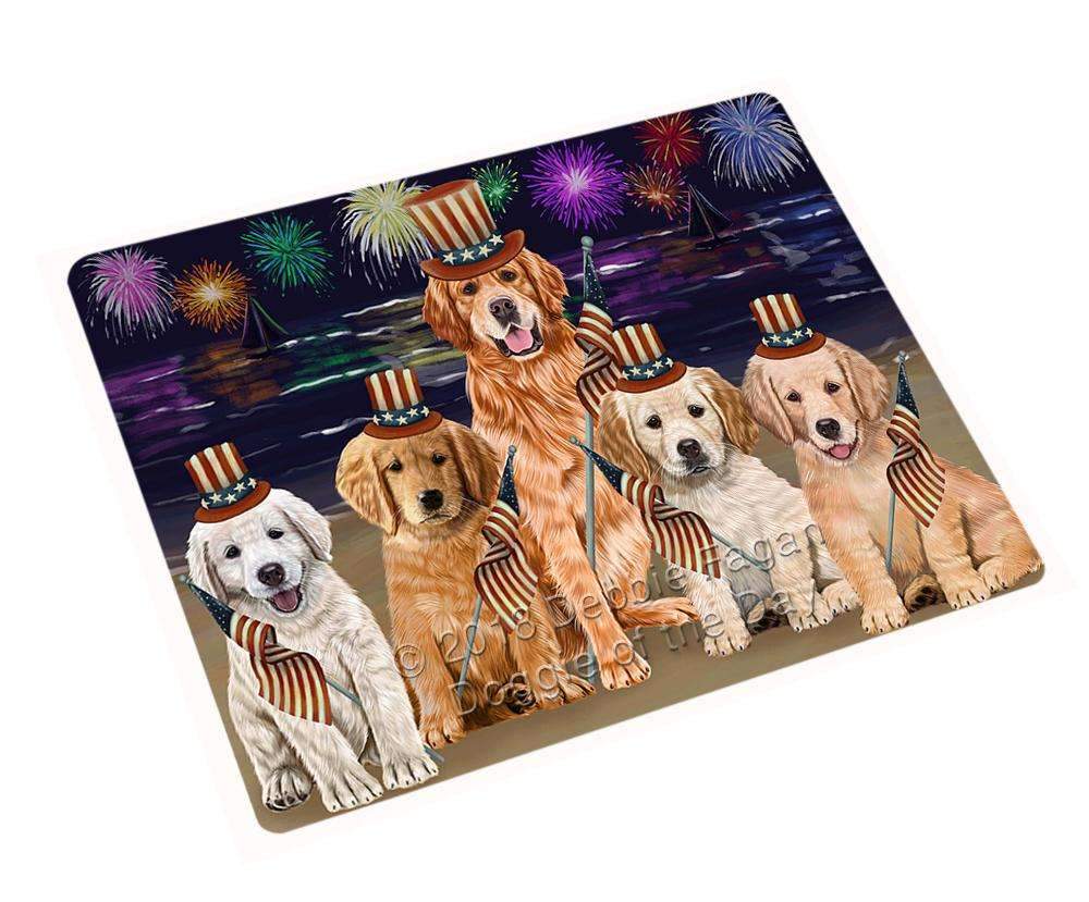 4Th Of July Independence Day Firework Golden Retrievers Dog Blanket Blnkt55794 (37X57 Sherpa)