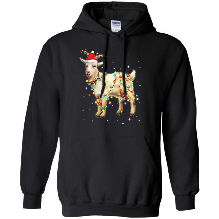 Christmas Lights Goat Wearing Santa Hat Hoodie