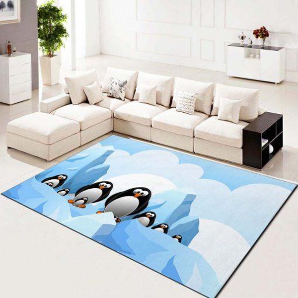 Penguin Antarctica Ice Anti-Skid Plush Velour Area Rug | Ar1792