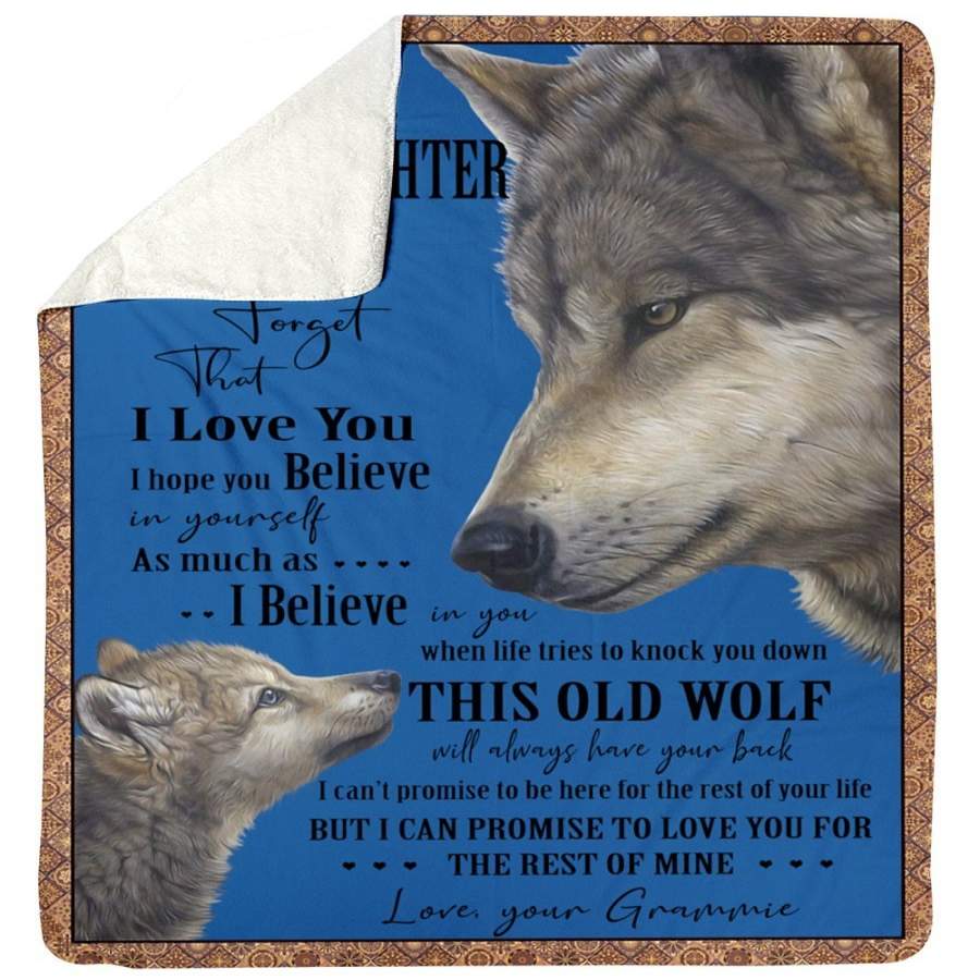 Wolf Lovely Message From Grammie Gifts For Granddaughters Sherpa Blanket