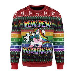 Unicorn Lgbt Pew Pew Ugly Christmas Sweater | Unisex | Adult | Us3845