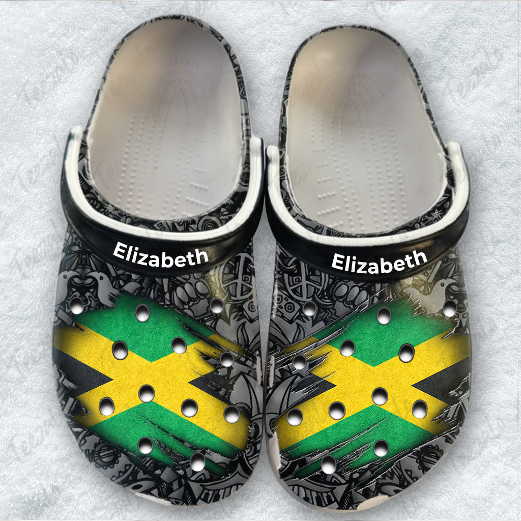 Jamaica Flag Personalized Clogs Shoes With Symbols Full