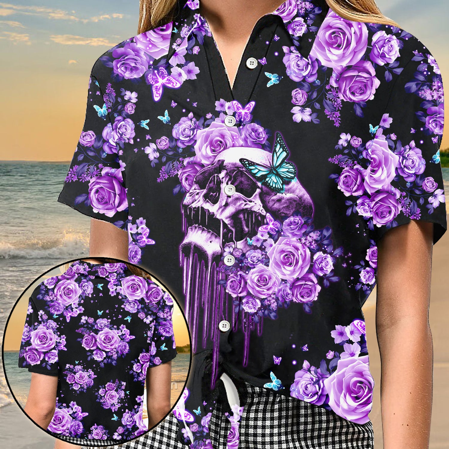 Purple Rose Skull Hawaii Set Ha82636