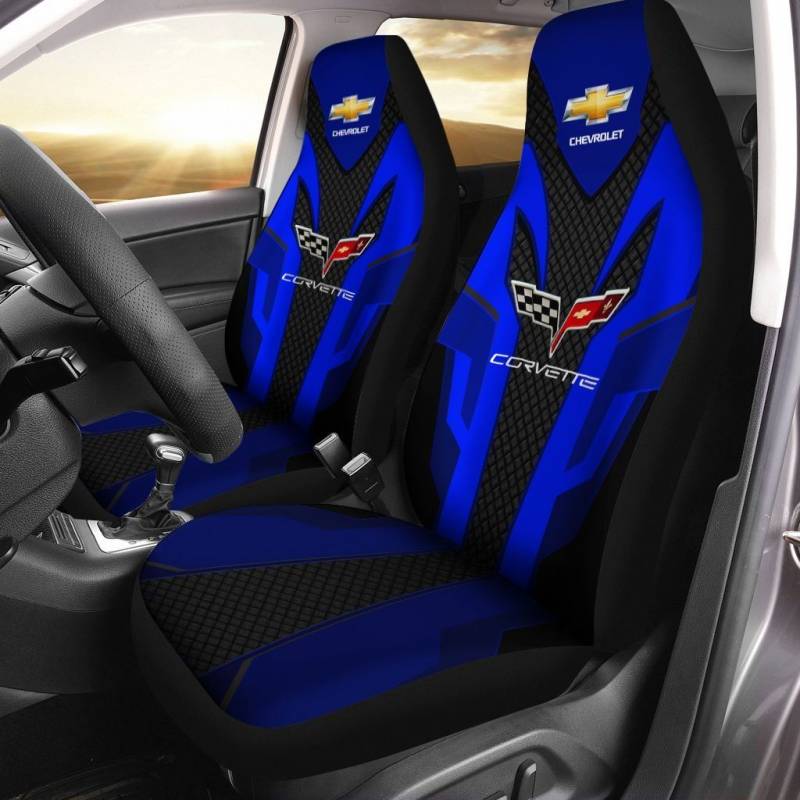 Chevrolet Corvette NTA Car Seat Cover (Set of 2) Ver 1 (Blue) Type 3