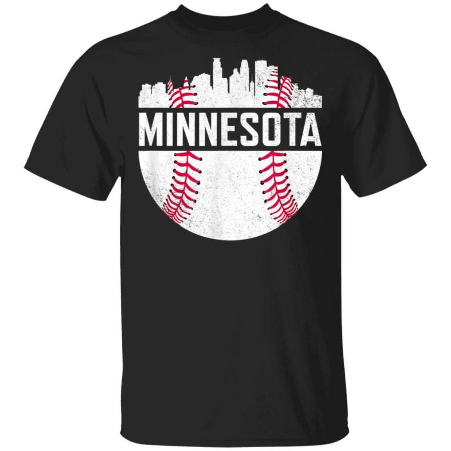 Vintage Minnesota Baseball Minneapolis Twin City Skyline T-Shirt  tfm