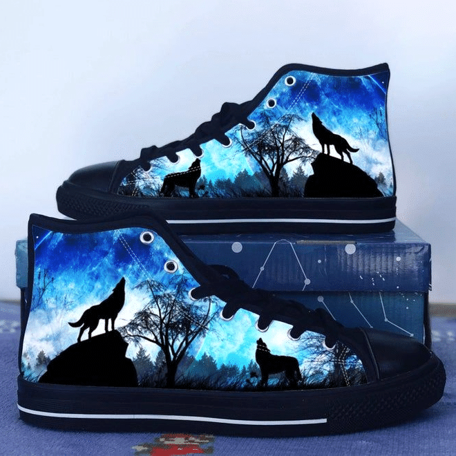 Wolf Shoes Howl Style Animal Fan Women’S Men’S  Sneakers High Top Shoes