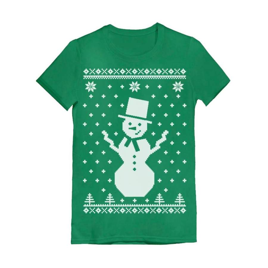 Big Snowman Ugly Christmas Sweater Holidays Infant Girls’ Fitted T-Shirt