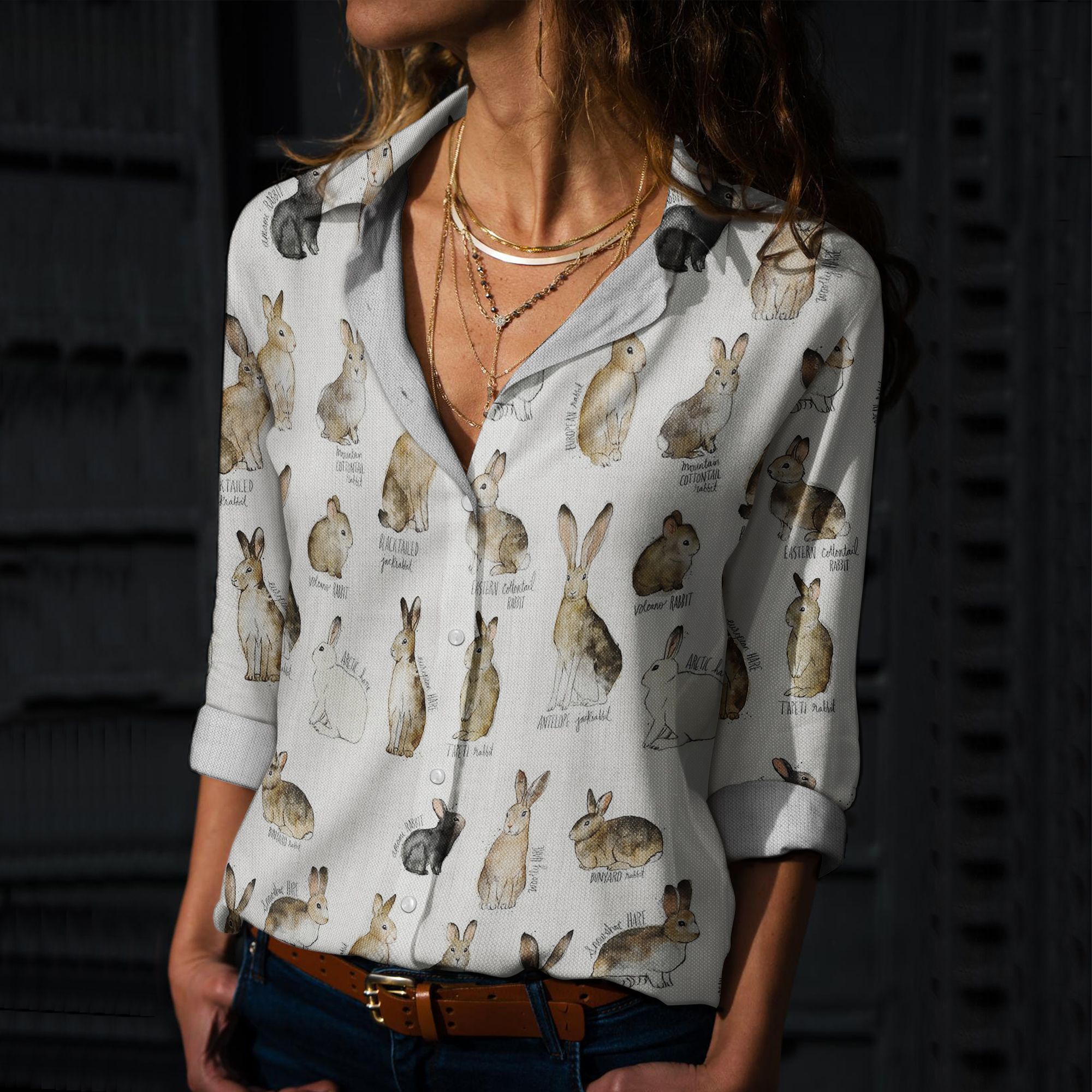 Bunny Cotton And Linen Casual Shirt, Rabbits Linen Shirt