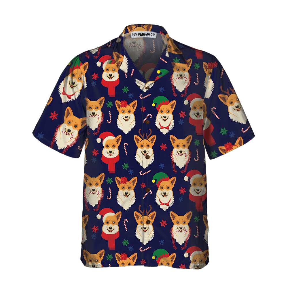 Christmas Corgis Pattern Hawaiian Shirt, Funny Corgi Dog Christmas Shirt, Christmas Gift For Dog Lovers