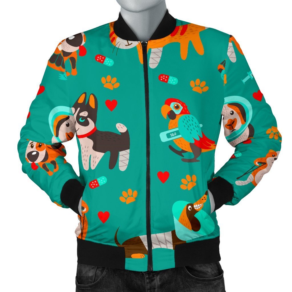 Veterianary Animal Pattern Print Men Casual Bomber Jacket 3D All Over Print