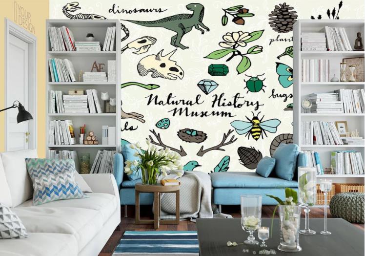 3D Hand Drawn Animal Dinosaur Bee Bird Egg Floral Alphabet Wall Mural Wallpaper Lll 1481