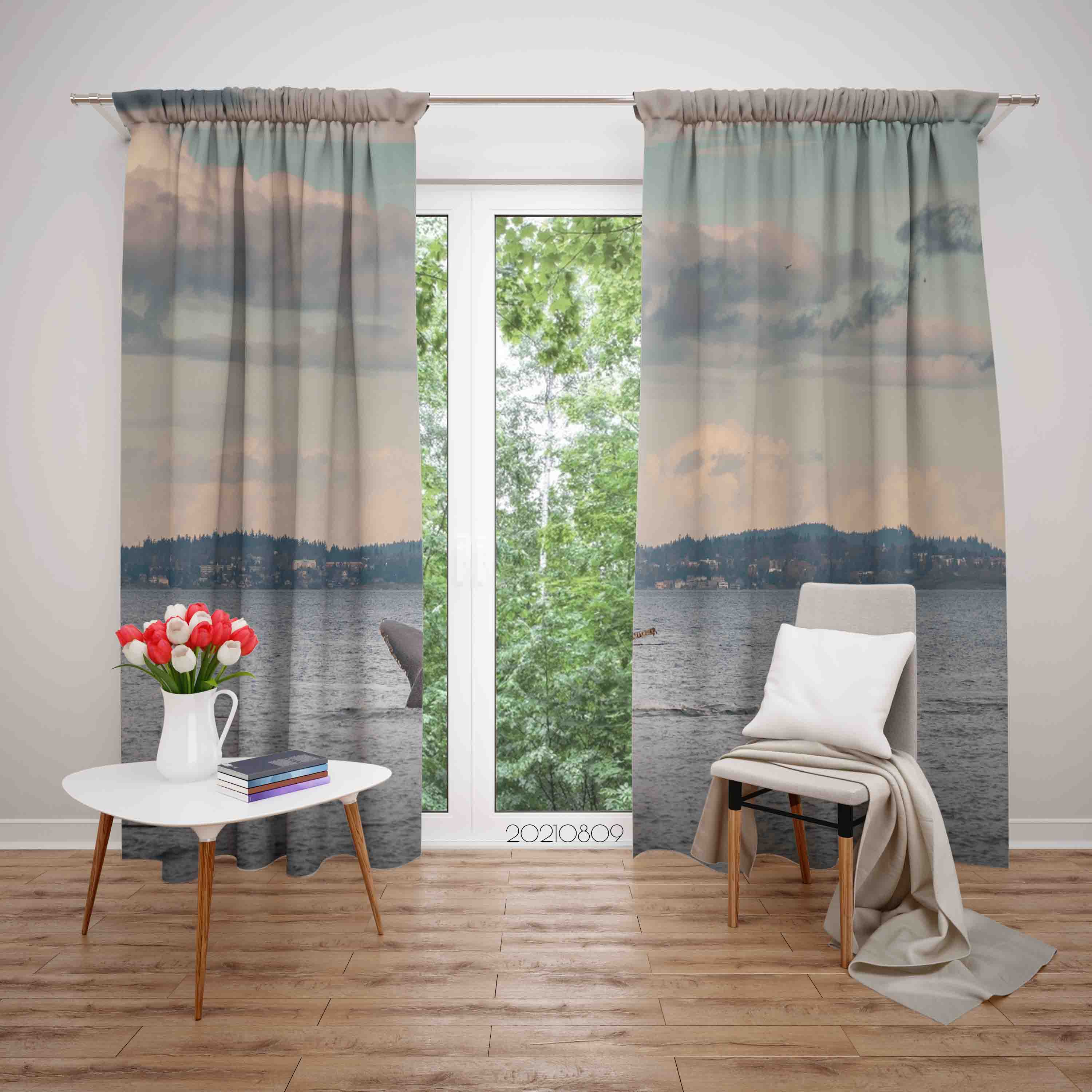 3D Mountain Sea Dolphin Landscape Curtains And Drapes Lqh 3