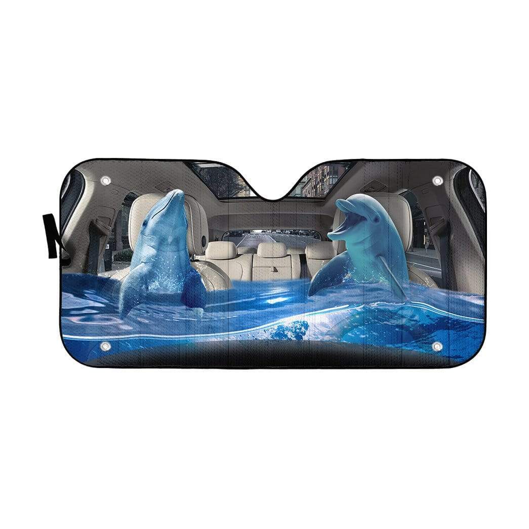 Gearhumans 3D Dolphins Custom Car Auto Sunshade