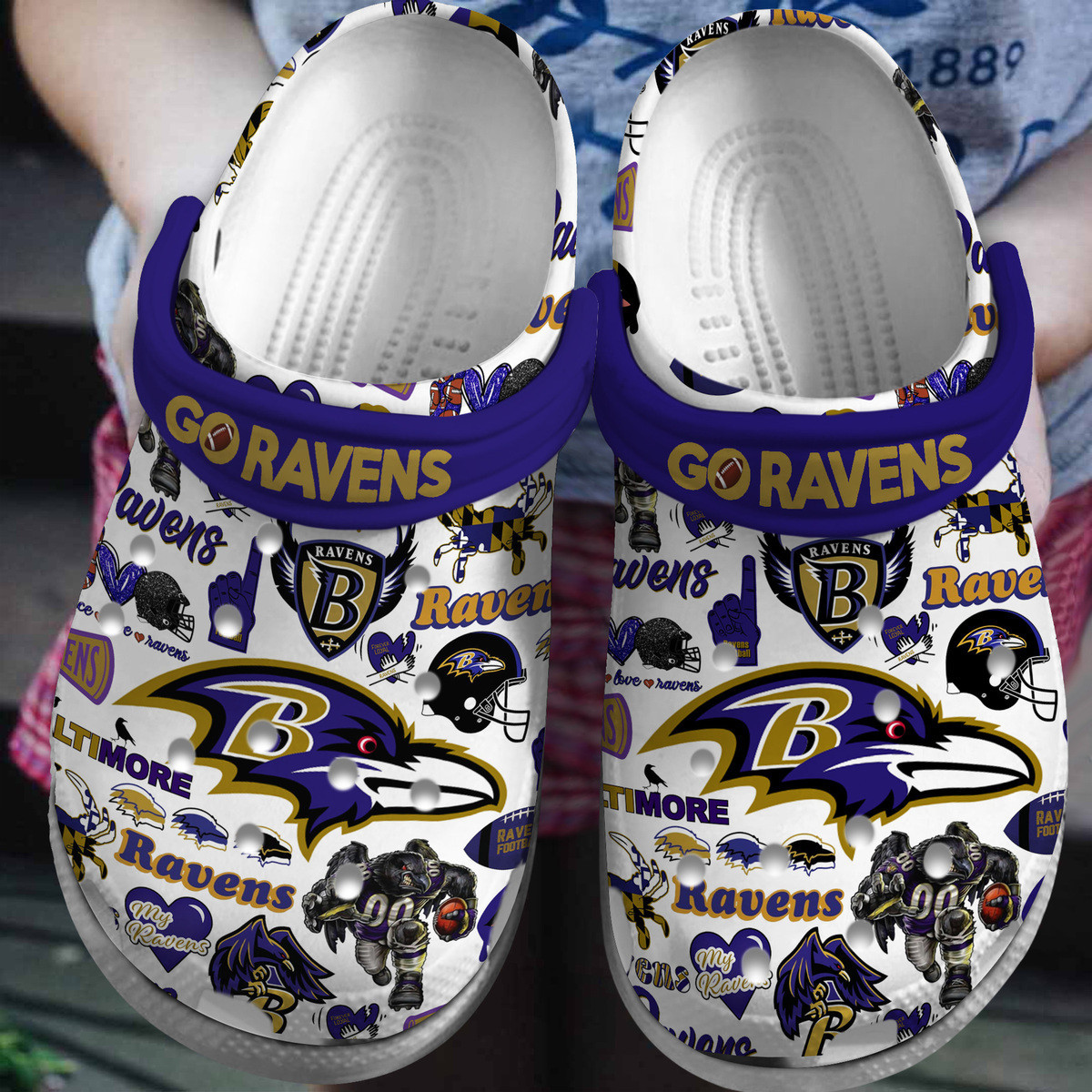 Baltimore Ravens NFL Sport Crocs Crocband Clogs Shoes Comfortable For Men Women and Kids 2