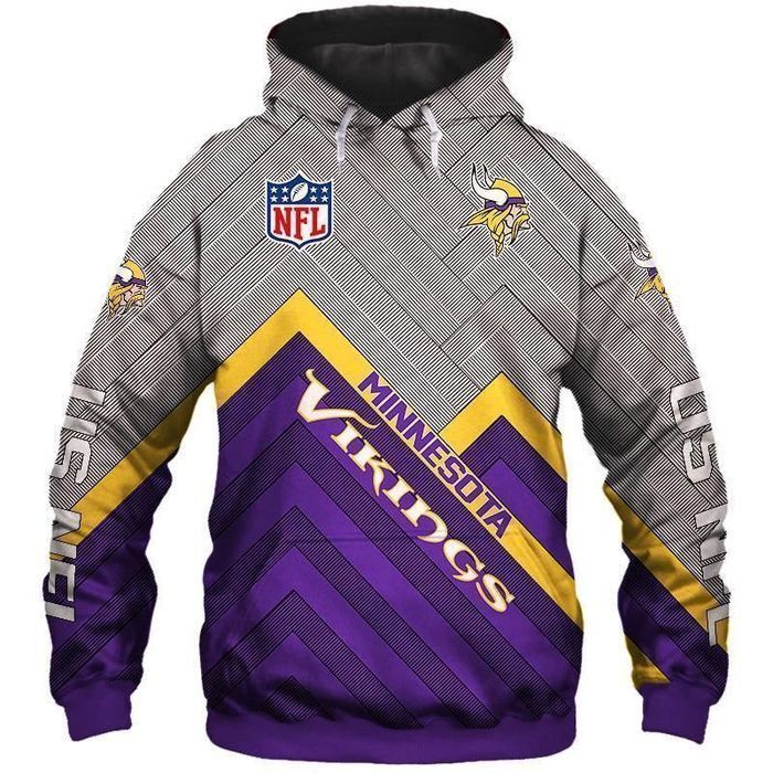 Minnesota Vikings Football Hoodie 3D Printed Hooded Pocket Pullover