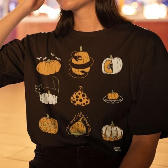 9 Pumpkins Halloween Spooky Fall Vintage Shirt