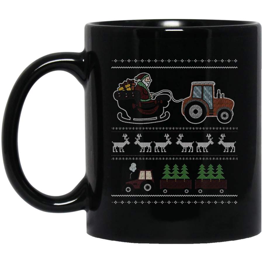 Farmer Ugly Christmas Sweater Farmer Christmas Gift 11 oz 15 oz Black Mug