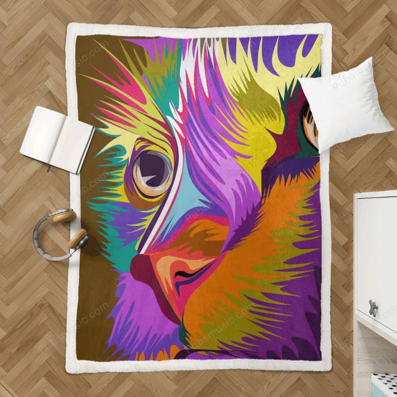 pop art vector cat         – Popart Animals Sherpa Fleece Blanket