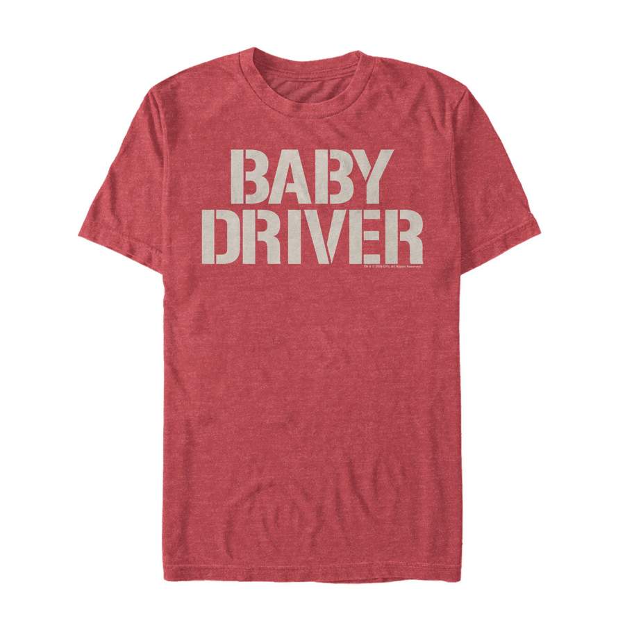 Baby Driver Men’s Bold Title  T Shirt Red Heather