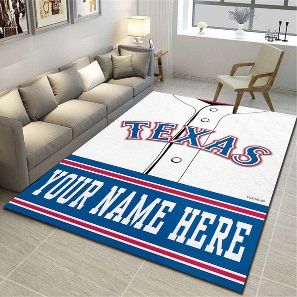 Texas Rangers Personalized Area Rug, Living Room Bedroom Carpet, Customized Floor Mat