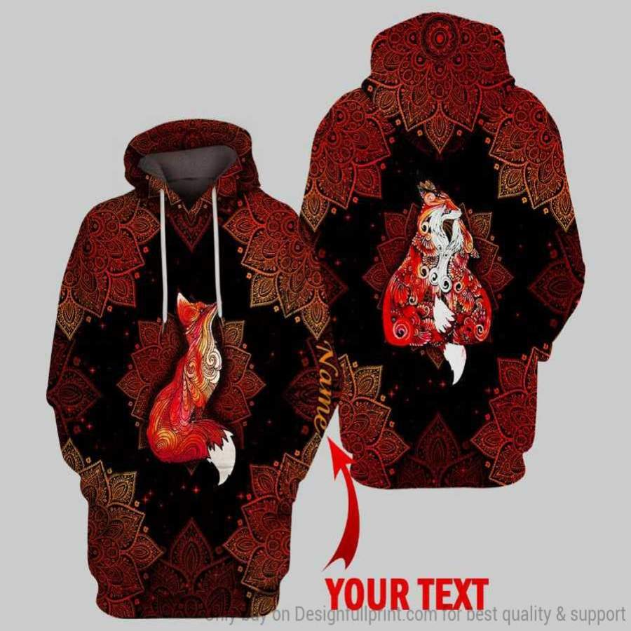 Multicolor Personalized Fox Henna US Unisex Hoodie