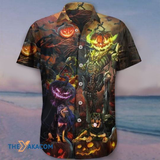 Happy Halloween With Rottweiler Pumpkin King Gift For Dog Lovers Hawaiian Shirt Ha31499